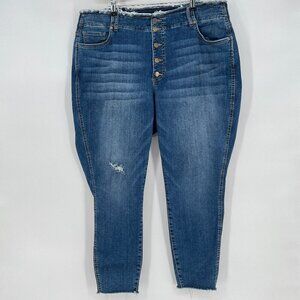 Kut from the Kloth Womens Plus Size 20W Jeans High Rise Skinny  Raw Hem  Waist